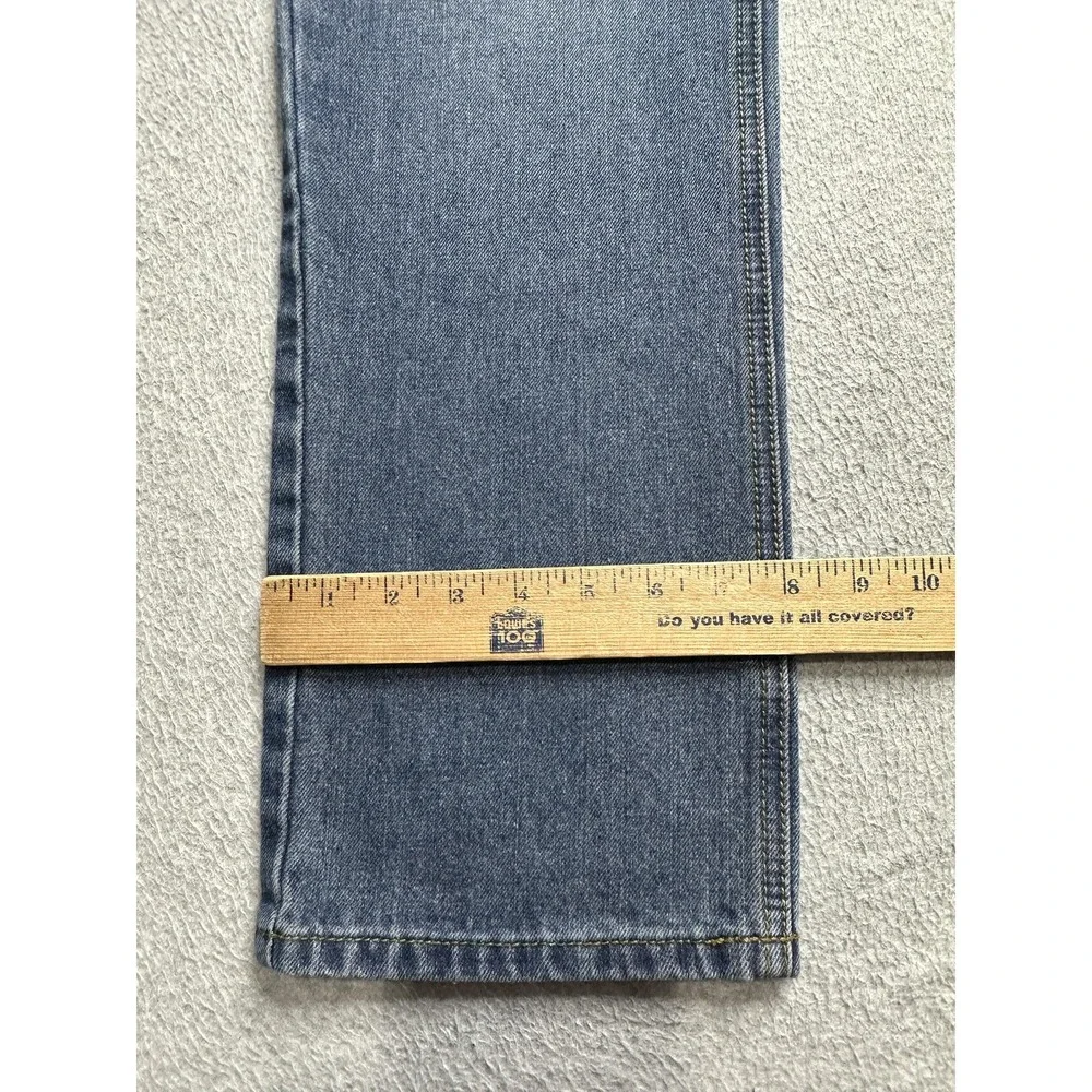 Linea Uomo Jeans Mens 32x32 Blue Straight Leg Denim Pants V Pocket Embroidery